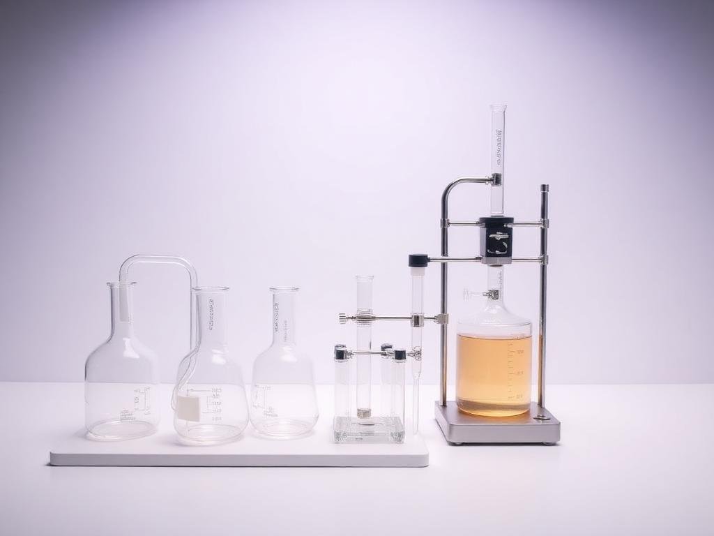 Custom synthesis glassware in a controlled laboratory environment